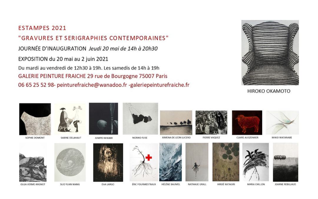 Invitation Exposition Gravures et sérigraphies contemporaines mai juin 2021 Galerie Peinture Fraîche Paris paysage